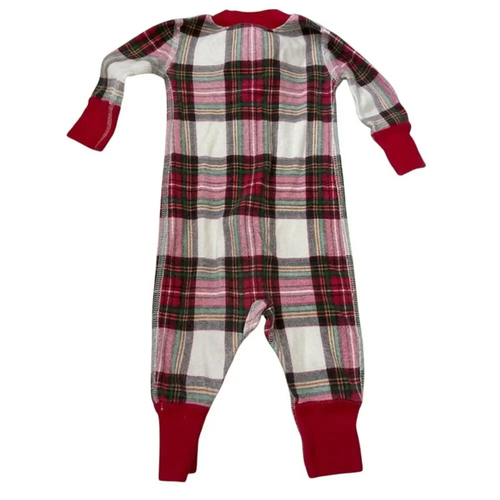 Hanna Anderson Plaid Baby Organic Cotton Sleeper Size 0-3 Months